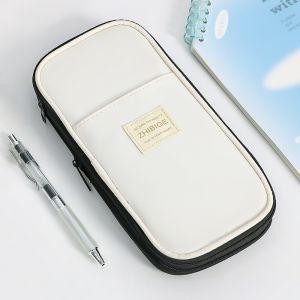 MIKIYO FASHION Expandable Pen Bag Large Capacity Storage Multi Layer Pencil Case Simple Contrast Color Pen Pouch Gift