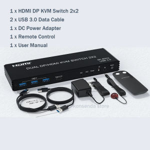 8K 60Hz Dual Monitor HDMI DP KVM Switch 2 in 2 out 4K 120Hz USB3.0 2x2 KVM Switch for 2 PC 2 Monitor