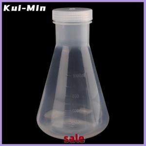 Kui-Min ขวดพลาสติก Erlenmeyer ขนาด50มล. ถึง1000มล. ขวดทรงกรวยพร้อมฝาเกลียวสำหรับการทดลองในห้องปฏิบัติการ