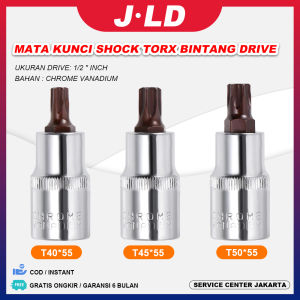 JLD Mata Kunci Shock Torx Bintang Drive 1/2 inch Mata hexagonal Hex Bit Socket T40/T45/T50