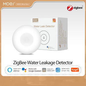 MOES ZigBee Flood Sensor Water Leakage Detector Water Tank Full Alert Overflow Security Alarm System Tuya Smart App Remote Control