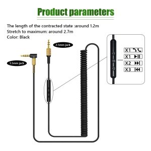 3.5mm 3Mertes Microphone Audio Cable Remote Microphone Volume for Marshall Major II Monitor