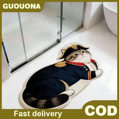 GUOUQNA เสื่ออาบน้ำไดอะตอมไมต์รูปแมวน่ารัก3D พรมเช็ดเท้าในห้องน้ำแห้งเร็วไม่ลื่นมากดูดซับได้ดีสำหรับเป็นของขวัญตกแต่งบ้านคนรักแมว