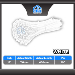 5GD Cable Ties Nylon Wire 100pcs 18" Pengikat Wayar Kabel Tie Locking Zip Black White Garden Home Wiring Bind