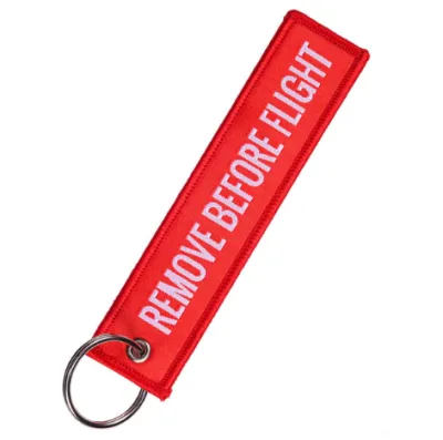 Remove Before Flight Woven Key Ring Special Luggage Tag Label Red Keychain For Aviation Gifts Men and Women Keychain