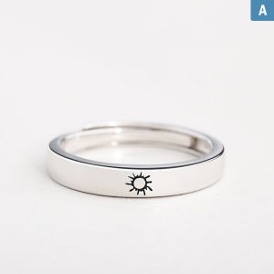 [fenggongshuode] Fashion Opening Adjustable Sun Moon Couple Rings For Wedding Anniversary Gift
