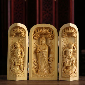Open Box Buddha Statue Wooden Carving with Unique Open/Close Design Perfect for Home Decoration Temple Supplies and Spiritual Spaces Exquisite Buddha Box for Display and Storage