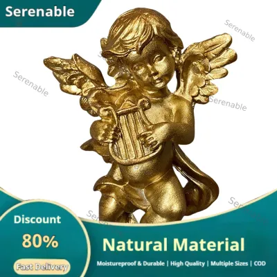 Cute Angel Statue Wall Sculpture Cherub Resin Crafts Photo Props Collectible Wings Decorative for Home Living Room Office Hotel Restaurant