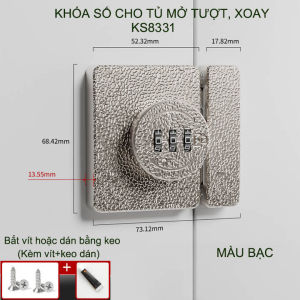 Khóa số tủ ngăn kéo bàn đa năng thế hệ mới mở xoay trượt không cần khoan lỗ (KS8331)
