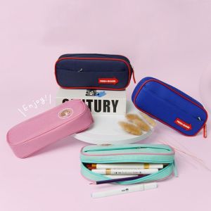 TSEVD Double Layers Pencil Case Organizer Oxford Cloth Stationery Pen Pouch Cute Simple Pencil Bag School Office Supplies