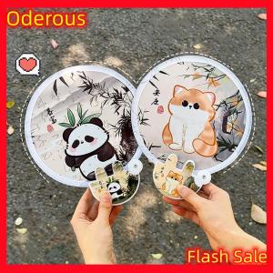 Oderous Portable Cartoon Folding Fan Kawaii Creative Foldable Fan Cool Summer Hand Fan Flying Disk Pocket Cloth Fan Gifts For Kids
