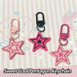 COPOTIYA สาวพังค์ พวงกุญแจรูปดาว Y2k เย็นหวานหวาน สีแดงกุหลาบแดง พวงกุญแจรูปดาวสีชมพู แฟชั่นสำหรับผู้หญิง ใช้งานได้หลากหลาย จี้ดาวห้าแฉก เครื่องประดับรถยนต์ตกแต่ง