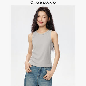 GIORDANO Nữ Camisoles Sườn Cổ Tròn Không Tay Xe Tăng Áo Cổ Tròn Màu Trơn Đơn Giản Cơ Bản Thời Trang Camisoles Free Shipping 13324209