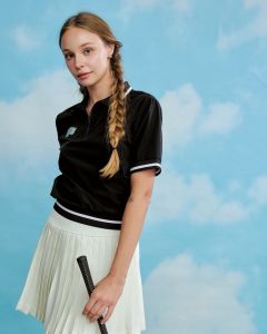 Pitch&Run เสื้อคร็อปตีกอล์ฟสีดำ กัน UV Lively Shirt in White