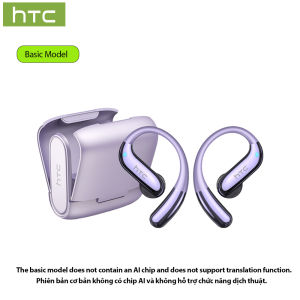 HTC NE23 AI Translator Earbud Wireless Bluetooth Earphone Smart Real-Time Translation Open Ear Earphone With Call Noise Reduction Comfortable To Wear Sport Headset With Mic Excellent Sound Quality IP55 Waterproof 48H Battery Life