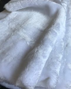 ผ้าขนฟรุ้งฟริ้ง สีขาว ขนแมว 150x50cm หนานุ่มมาก ขนแน่น หลังหนา