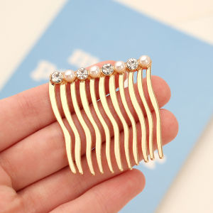 Sirkam Alloy 4cm dengan Aksesoris Mutiara Warna Emas Sirkam Logam Permata Mini Impor CPA001