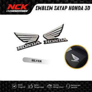 EMBLEM SAYAP HONDA 2PCS  LOGO TIMBUL 3D ACYRILIC DOUBLE LAYER TEBAL MIRROR KANAN KIRI