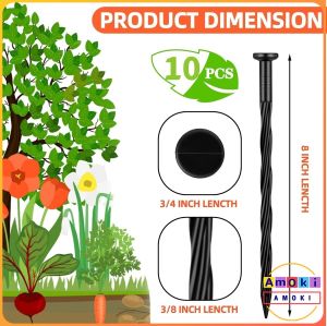 Amoki【Ready in Stock】 10pcs Black Plastic Grass-Proof Cloth Nails for Gardening and Horticulture Orcharding Ground Nails