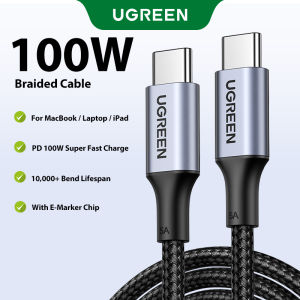 UGREEN สายชาร์จ USB C PD 100W พร้อมชิป E-Marker ปลอกอลูมิเนียมถักไนลอน สำหรับ iPhone 18 17 16 Pro Max Samsung S26 S25 Ultra Macbook Pro Switch 2 รุ่น: 70427