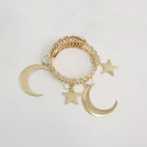 WAPKTY 1pc Metal Curtain Tiebacks Spring Elastic Curtain Rings Buckle Durable Star Moon Design Curtain Clip Bedroom
