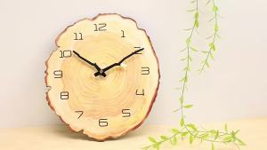 Sacesr Personalized clock with tree ring design MDF wall clock with luminous hands and silent operation 9T1N6
