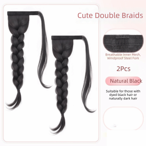 NO4 PANDA 1/2Pcs Temperament Synthetic Wig Braid Heat Resistant Synthetic Long Braid Hairpieces Fake Ponytail Natural Wrap Around Ponytail Female