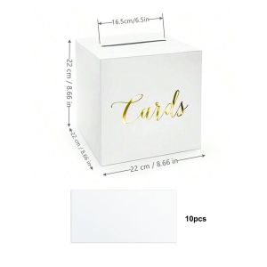 HUNIU Blessing Wedding Card Box Cardboard White Black Gift Card Box Storage Box DIY Crafts Receiving Box Party Wedding Decorations
