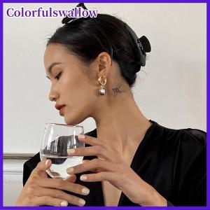 Colorfulswallow Tuyên Bố Tối Giản Vàng Bạc Màu Hỗn Hợp Rắn Trái Tim Mặt Dây Chuyền Hoop Bông Tai Đường Phố Phong Cách Thời Trang Hàn Quốc Đồ Trang Sức Quà Tặng