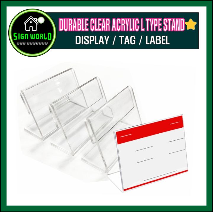 Durable Lshaped Acrylic Sign Holder / Clear Plastic Table Top Name