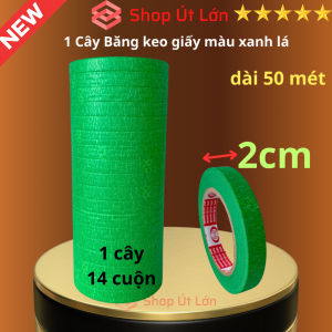 Băng keo giấy màu xanh lá rộng 2cm dài 50 mét lõi giấy 3mm 1 cây 14 cuộn giá tại xưởng