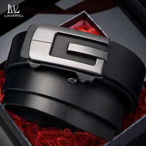 LouisWill Men’s Belt Business Leisure Belt Stylish Automatic Buckle Belt Second-layer Cowhide Waistband Youth Sports Pant Belt Stylish Simple Nice Waistband Durable Belt