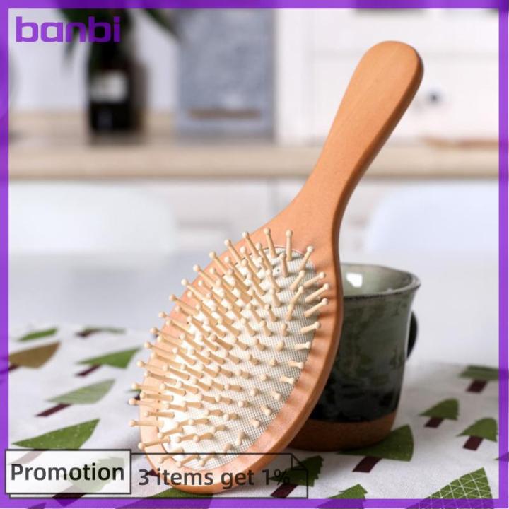 Natural Bamboo Wooden Hair Brush With Airbag For Scalp Massage