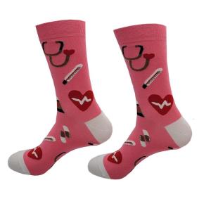 Men Women Cartoon Hospital Appliance Cotton Socks Funny Colorful Heart Coffee Print Doctor Nurse Mid Tube Hosiery Hospital Workers Gifts