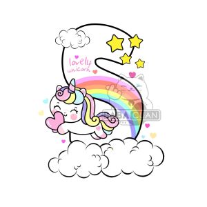 Topi Baseball Anak Cewek Huruf A-Z Unicorn