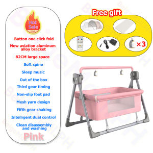 Auto Rocking Baby Chair with Remote 5 Speed Gentle Sway Timer & Breathable Mesh for Hands-Free Soothing