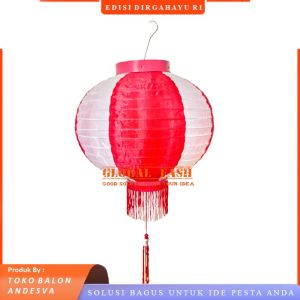 Lampion Gantung HUT RI 30 cm / DIRGAHAYU RI / lampion merah putih kain / hiasan 17 agustus