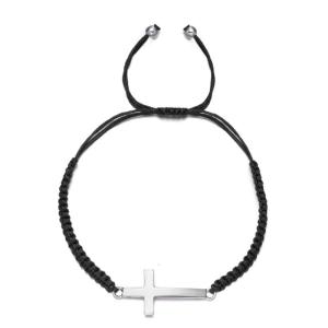 Fashion Simple Crucifix Braided Rope Bracelet Handmade Wristband Adjustable Length Handchain Jewelry for Men Women