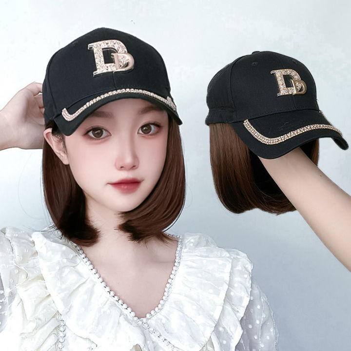 Bob Haircut Wig for Women Short Straight Hair Wig With Baseball