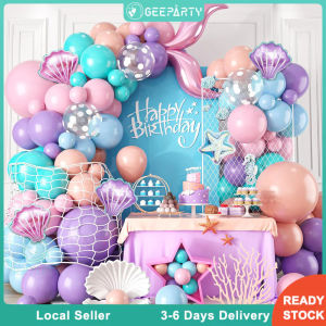 114pcs Pink Mermaid Tail Balloon Garland Arch for Girls Mermaid Theme Birthday Party Decorations
