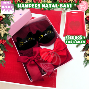 Mai Baby Kado Souvenir Lahiran Bayi Cewek Isi 3 Kaos kaki 0-6 Bulan Merah Natal Hampers Baby Shower