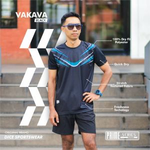 DiCE PRIME Jersey Vakava Black Atasan Kaos Running Lari Cewek Cowok
