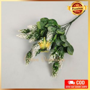 Daun rumput ACC Pinus Bedak cabang 5- bunga Hias import murah - lavender plastik bedak - Tanaman Hias - artificial - hiasan