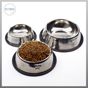 Anti Slip Stainless Steel Pet Bowl Plain Silver Durable High-Quality Dish for Dogs Cats Comfortable Feeding Solution