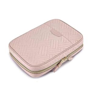 Elegant Travel Box with Zippered Closure Multiple Clear Compartments Necklace Rings Binder Book Case Organizers