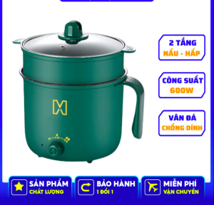 Nồi lẩu điện đa năng chống dính Nồi lẩu mini Nồi lẩu điện 2 tầng chống dính cao cấp đường kính 18cm