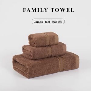 com bo 3 khăn cotton nguyên chất không xổ lông không phai màu thấm hút tốt