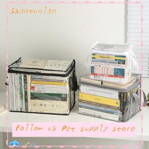 🎁【Special price】🎁Sha ถุงเก็บหนังสือใสกล่องวางซ้อนกันได้พร้อมที่จับกระเป๋าจัดระเบียบกันฝุ่นแบบพับได้