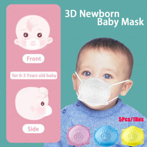 5pcs/1Box 3D Newborn Baby Face Mask 0~3 Years Old Kids Baby and Toddler 4Ply Filter Mask Comfortable Low-voltage Earhook
