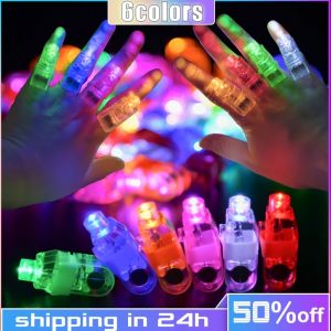 30/50pcs LED Lights Finger Rings Luminous Toys Glow in The Dark Flashing Ring Props Light Up Playing Party Supplies Halloween Decoration